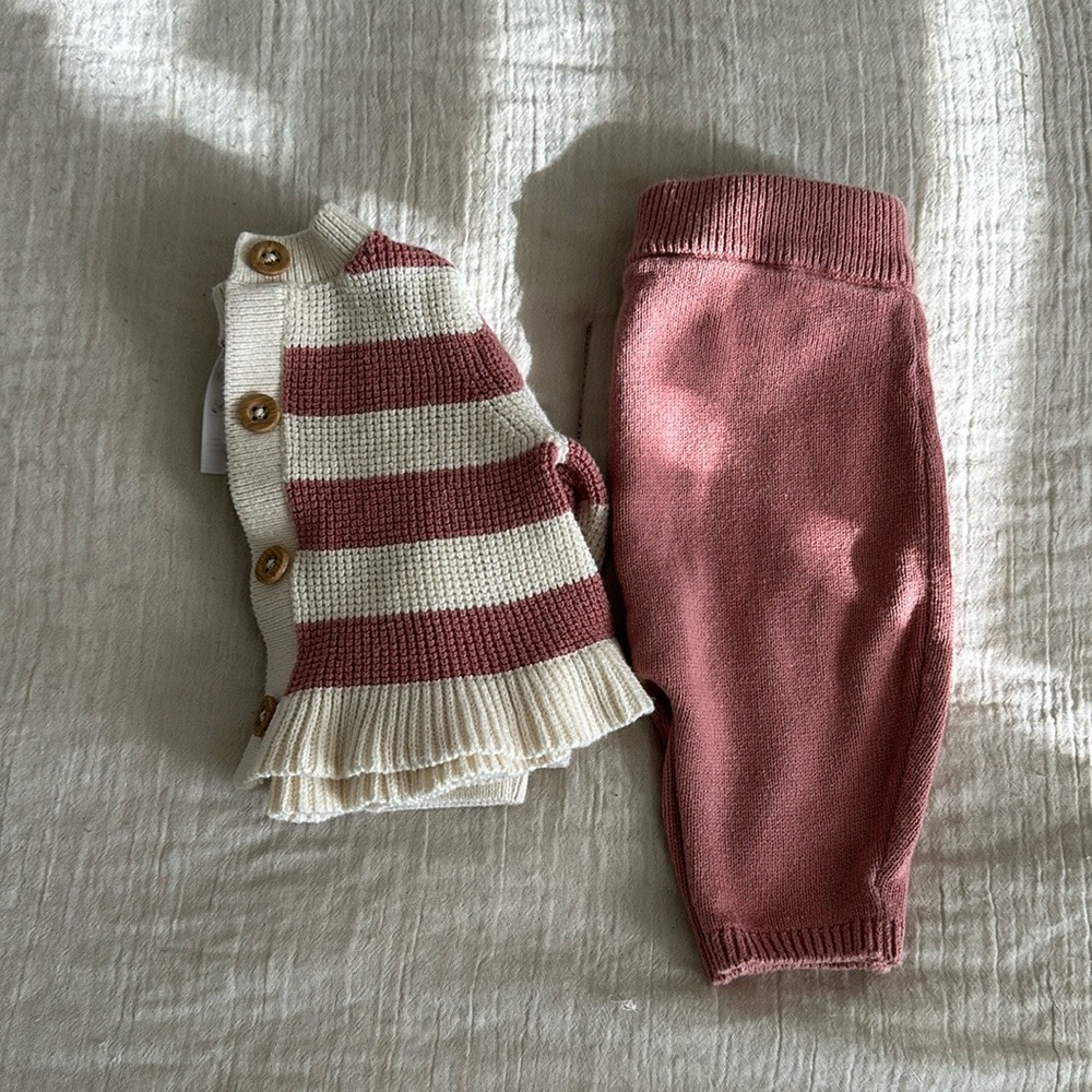 Carter's Pink and Cream Matching Set with Cozy Striped Top and Soft Pants